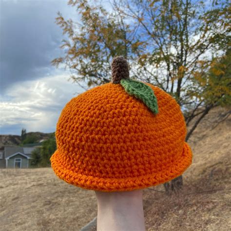 Orange Crochet Hat 